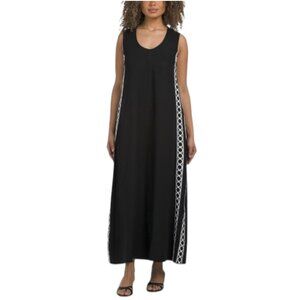 WHITE CLOSET Linen Blend Embroidered Maxi Dress